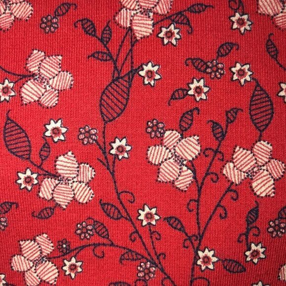 Hollister M Scoop Neck Back Quarter Sleeve Cotton Red Floral Skater Dress - Picture 15 of 15